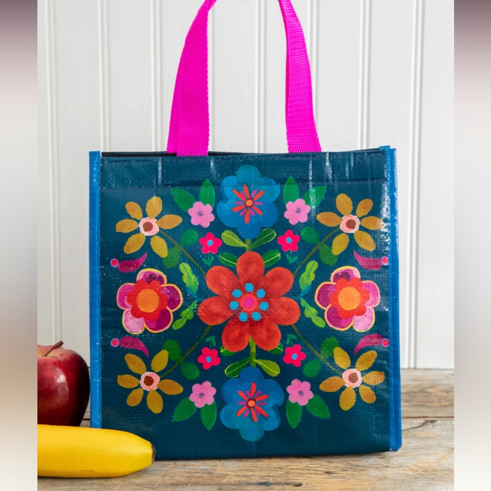 NATURAL LIFE Floral Lunch Tote - Pink and Blue - Picture 2 of 3